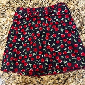 Gymboree Black A-Line Skirt with Red Cherry Print